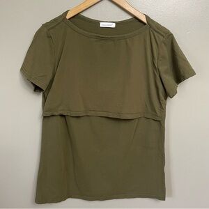SmallShow women’s Large Tshirt Olive Green Maternity Nursing